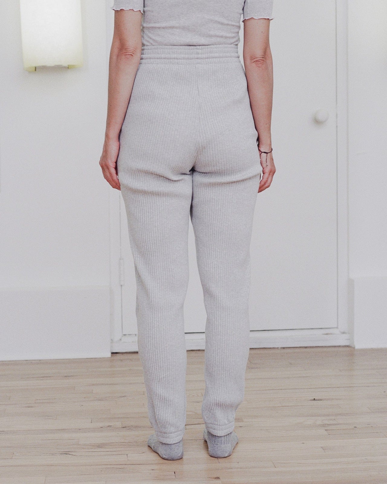 Sweat Pants - Rib grey melange 100% organic cotton – Baserange