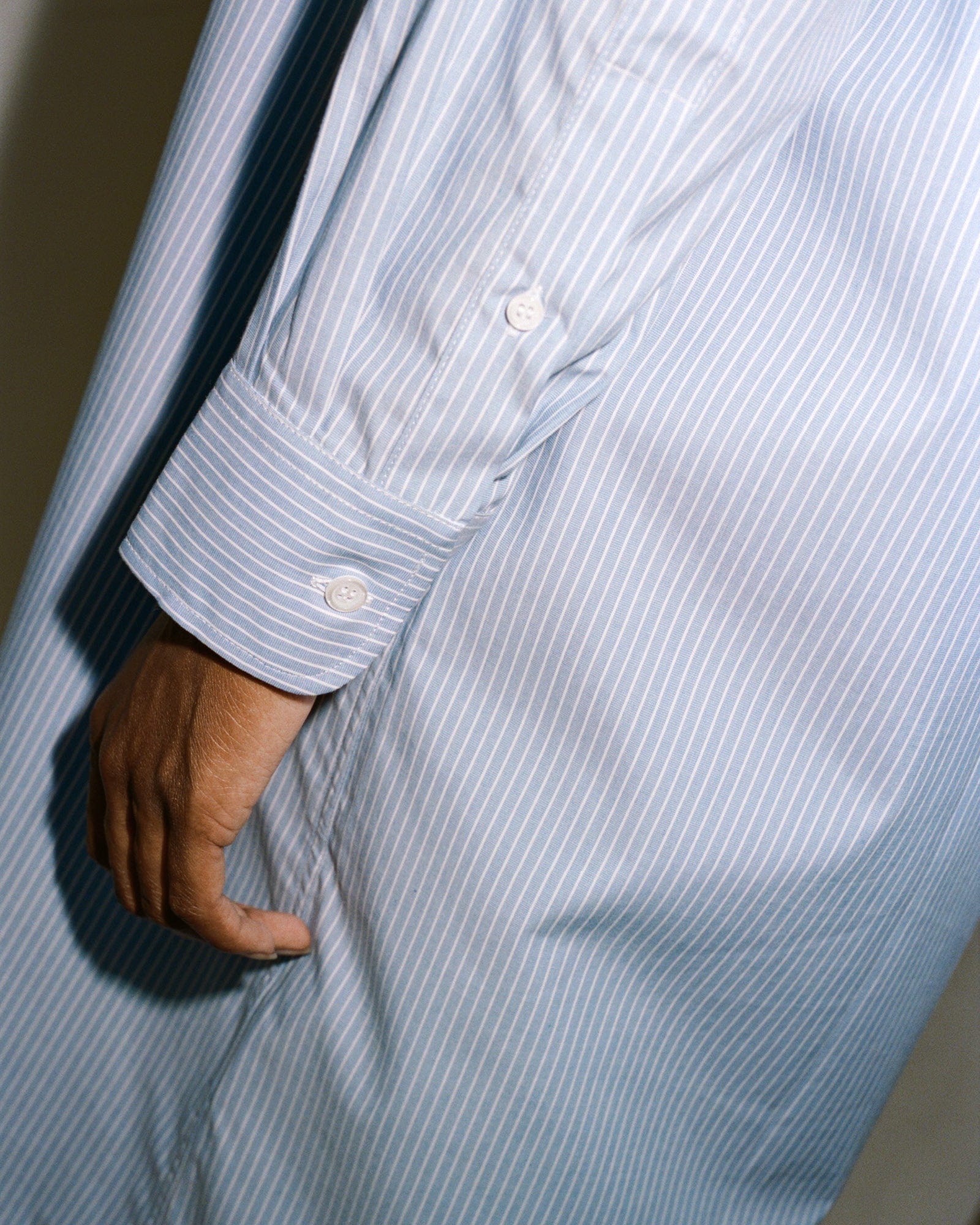 Ole Shirt Dress in Blue with stripe | Organic cotton poplin