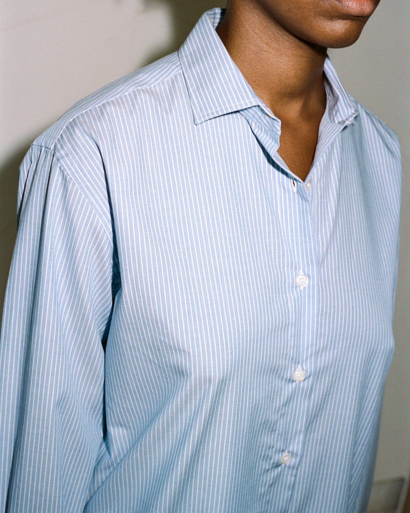 Ole Shirt Dress in Blue with stripe | Organic cotton poplin