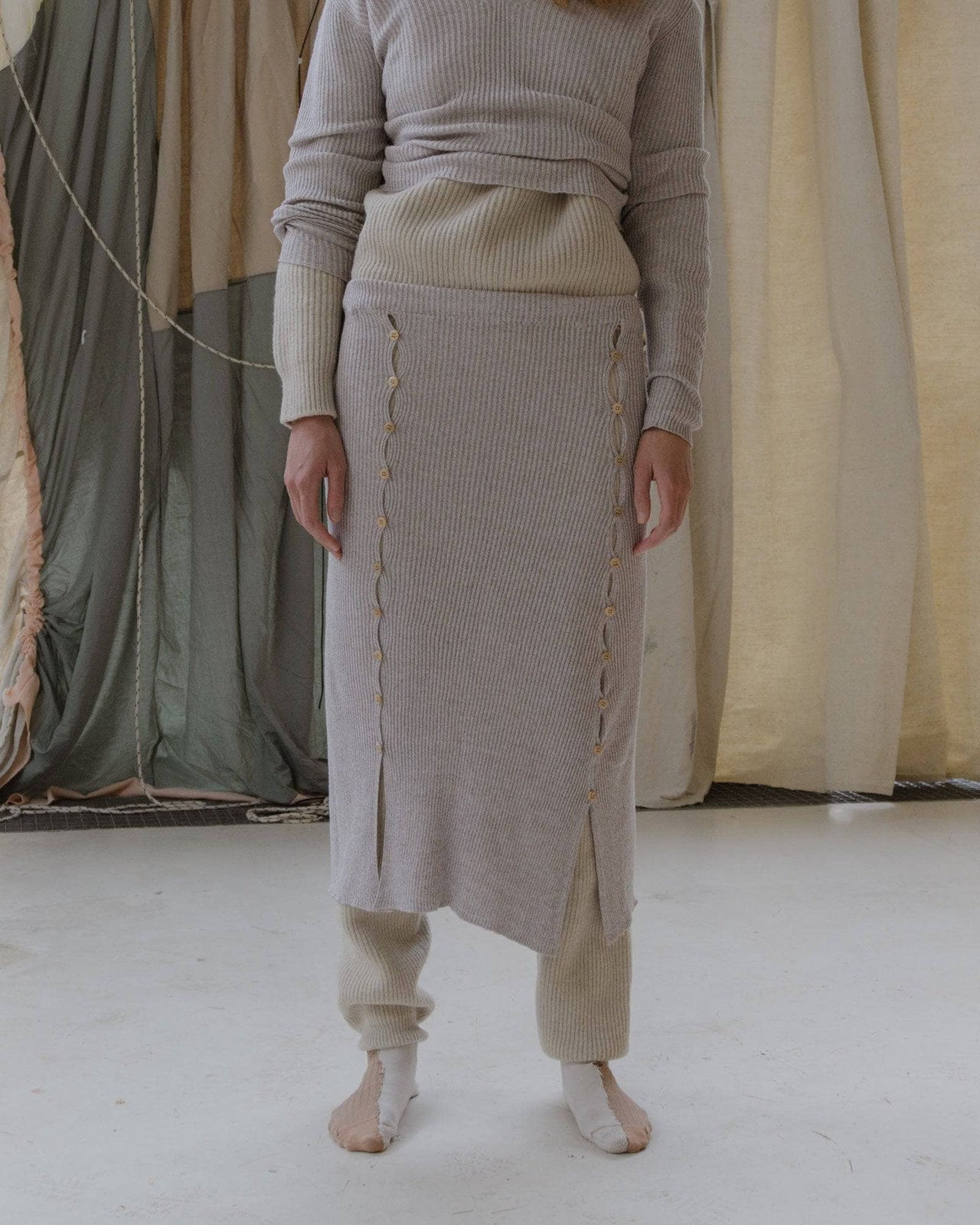 Loulou Skirt in assortment | Linen cotton rib | en | Baserange