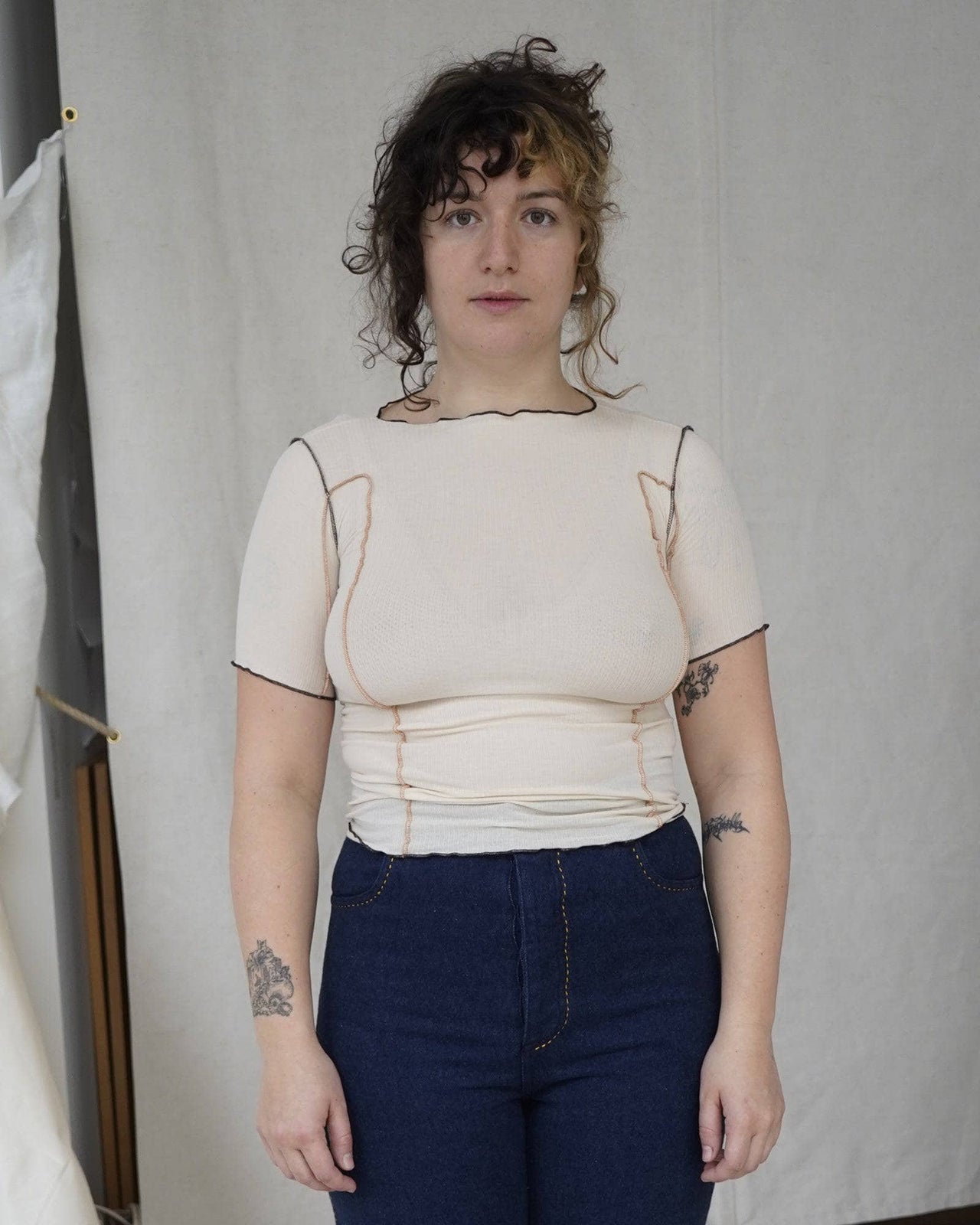 baserange T-shirt omato 3/4 - Fin coton biologique côtelé