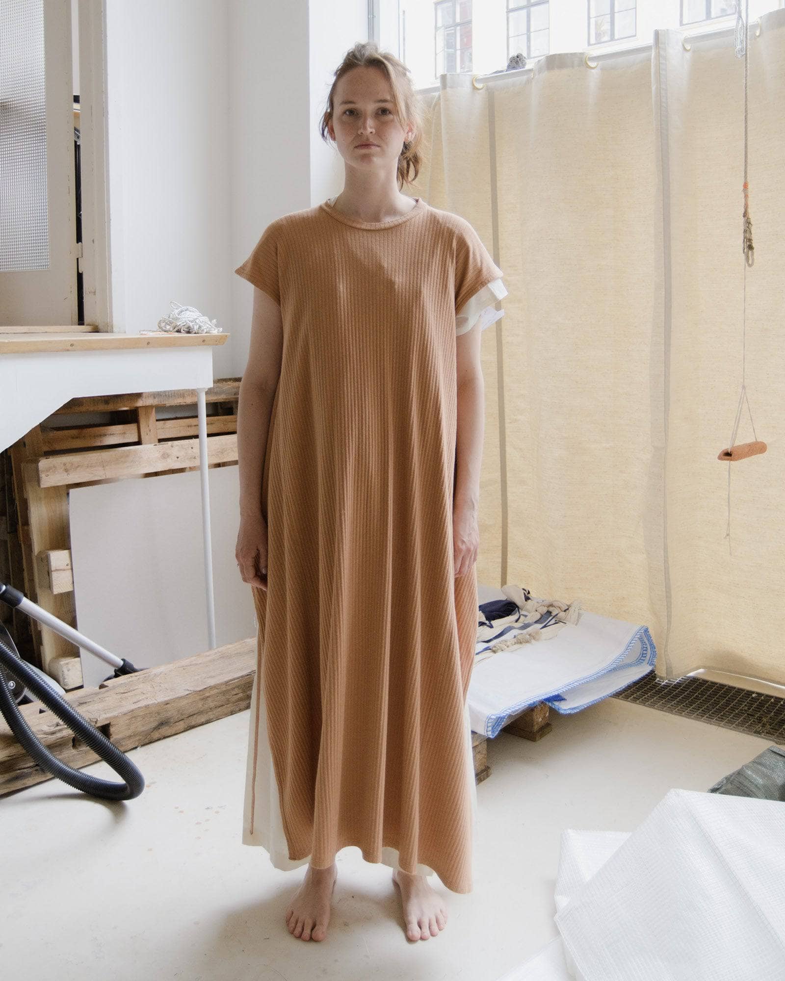 BASERANGE KNITTED SHAW SLEEVELESS DRESS